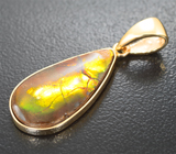 Золотой кулон с ярким аммолитом аммонита 5,09 карата