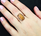 Золотое кольцо с ярким аммолитом аммонита 4,9 карата