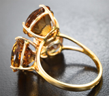 Золотое кольцо с золотистыми цитринами авторской огранки 13,95 карата
