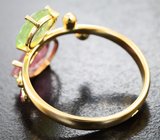 Золотое кольцо с медьсодержащими турмалинами 2,36 карата и сапфирами