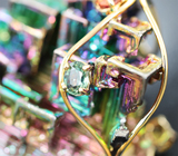 Массивный двусторонний золотой кулон с многоцветными кристаллами висмута 148,35 карата и сапфирами