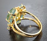 Золотое кольцо с параиба турмалинами 7,11 карата и бриллиантами