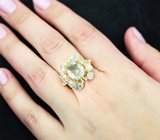 Золотое кольцо с параиба турмалинами 7,11 карата и бриллиантами