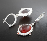 Серебряные серьги с карнелианом 13,97 карата и альмандинами гранатами Серебро 925