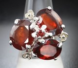 Серебряное кольцо с карнелианом 12,41 карата и альмандином гранатом