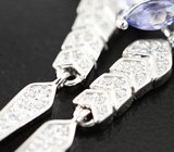 Эффектные серебряные серьги с танзанитами