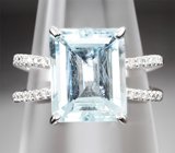 Кольцо с аквамарином 4,08 карата и бриллиантами Золото