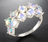 Серебряное кольцо с кристаллическими эфиопскими опалами