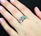 Превосходное серебряное кольцо с изумрудами и танзанитами