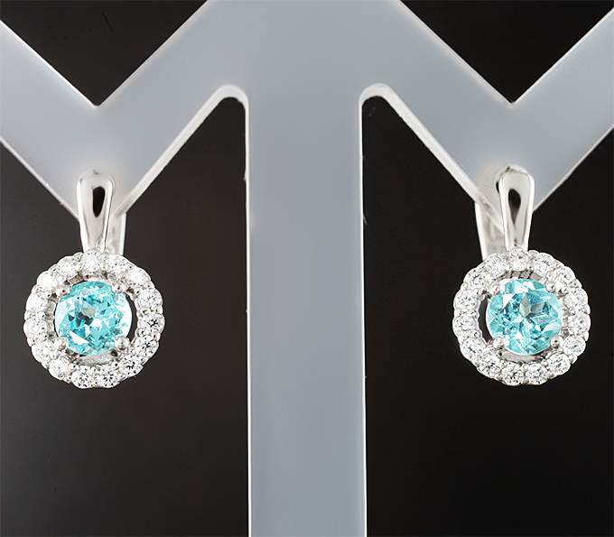 Изящные серебряные серьги с апатитами