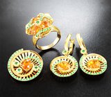 Комплект с клиногумитами 8,23 карата и цаворитами  Серебро 925