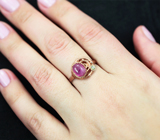 Серебряное кольцо с корундом 2,16 карата и перидотом