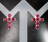 Оригинальные серебряные серьги с рубинами