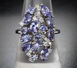 Роскошный серебряный комплект с танзанитами Серебро 925