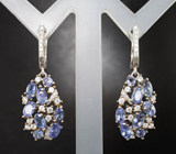 Роскошный серебряный комплект с танзанитами Серебро 925