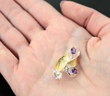 Серебряная брошь с аметистами