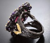 Серебряное кольцо с корундами, аметистами и перидотом