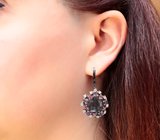 Серебряные серьги с аметистами и родолитами
