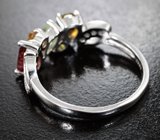 Праздничное cеребряное кольцо с разноцветными турмалинами