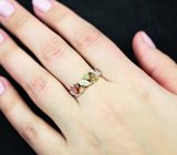 Праздничное cеребряное кольцо с разноцветными турмалинами