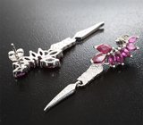 Изысканные серебряные серьги с рубинами и родолитами гранатами