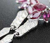 Изысканные серебряные серьги с рубинами и родолитами гранатами
