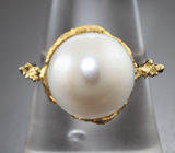 Серебряное кольцо с жемчужиной 3 карата