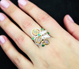 Серебряное кольцо с кристаллическими эфиопскими опалами и хризопразами