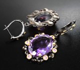 Серебряные серьги с аметистами 24,22 карата