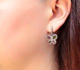 Оригинальные серебряные серьги с разноцветными турмалинами Серебро 925