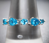 Великолепное серебряное кольцо с «неоновыми» апатитами Серебро 925