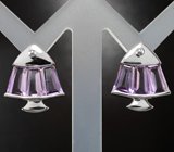 Оригинальные серебряные серьги с аметистами