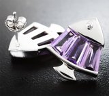 Оригинальные серебряные серьги с аметистами