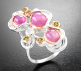 Серебряное кольцо с корундами 5,89 карата
