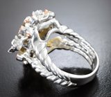 Серебряное кольцо с резным цитрином 22,89 карата и хризопразом Серебро 925