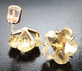 Пусеты с цитринами авторской огранки 11,38 карата