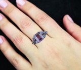 Превосходное серебряное кольцо с аметистом и танзанитами