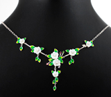 Роскошный серебряный комплект с резным перламутром, альмандинами, диопсидами и аметистами