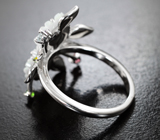 Роскошный серебряный комплект с резным перламутром, альмандинами, диопсидами и аметистами