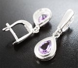 Стильные серебряные серьги с аметистами