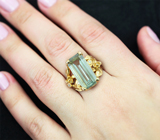 Серебряное кольцо с зеленым аметистом 6,87 карата Серебро 925