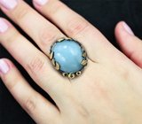 Серебряное кольцо с аквамарином 26,99 карата и сапфирами