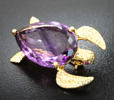 Скульптурная серебряная брошь с аметистом 16,03 карата Серебро 925