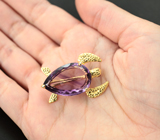 Скульптурная серебряная брошь с аметистом 16,03 карата Серебро 925