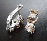 Изящные серебряные серьги с дымчатым кварцем
