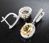 Замечательные серебряные серьги с цитринами