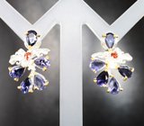 Серебряные серьги с иолитами и спессартинами