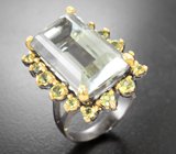 Серебряное кольцо с празиолитом 20,75 карата и перидотами