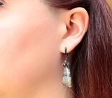 Серебряные серьги с разноцветными флюоритами 26,17 карата и аметистами Серебро 925
