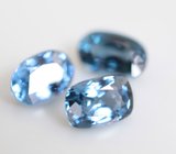 Редкий набор из 3 синих шпинелей высокой чистоты 1,38 карата